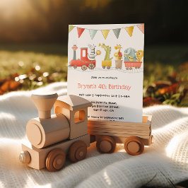 Invitación Cumpleaños de tren de animales musicales