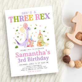 Invitación Cumpleaños de tres dinosaurios Rex