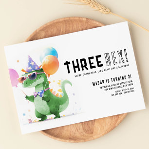 Invitación Cumpleaños de Tres Dinosaurios Rex