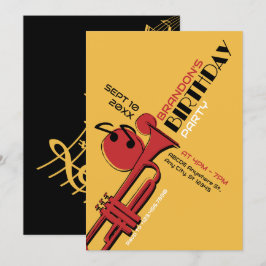 Invitación cumpleaños de trompa de música de jazz