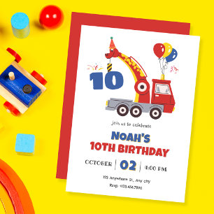 Invitación Cumpleaños de Truck Dino