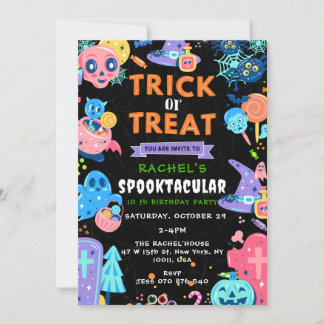 Invitación Cumpleaños de truco o trato, cumpleaños de Hallowe