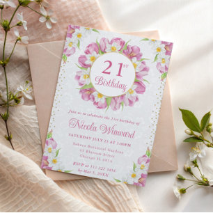 Invitación Cumpleaños de Tulipanes y Narcisos Acuarela