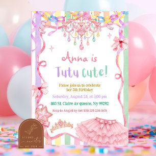Invitación Cumpleaños de Tutú Colorido y Pastel
