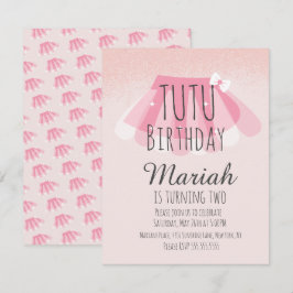 Invitación Cumpleaños de Tutú Niña Rosa Falso Brillo