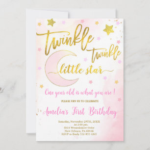 Invitación Cumpleaños de Twinkle Twinkle, Luna y estrellas