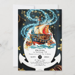 Invitación Cumpleaños de un barco pirata caprichoso