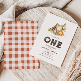 Invitación Cumpleaños de un Camper Feliz Rústico