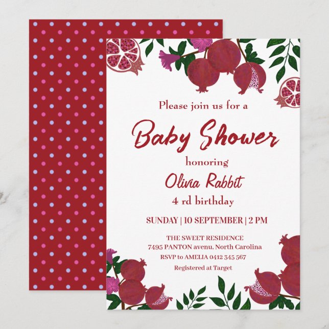 Invitación Cumpleaños de un Chica Invitati Rosa Rojo granado (Anverso / Reverso)