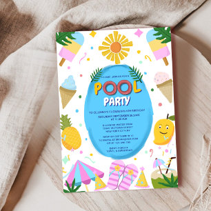 Invitación cumpleaños de un chico fiesta de piscina único lin