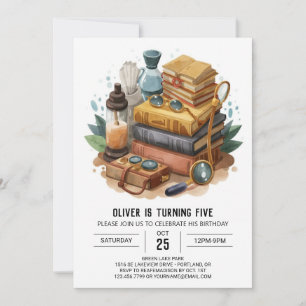 Invitación Cumpleaños de un detective de la revista Whimsical