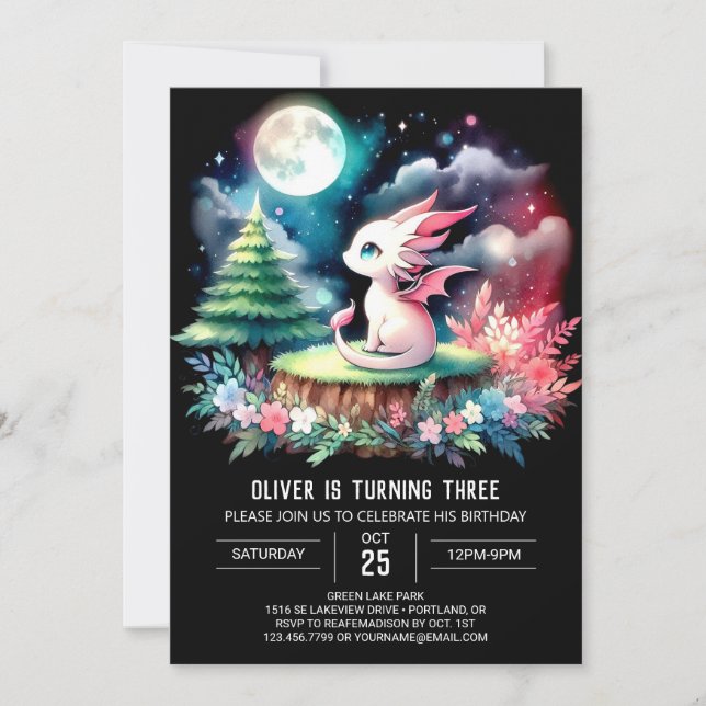 Invitación Cumpleaños de un Dragón Imprimible (Anverso)