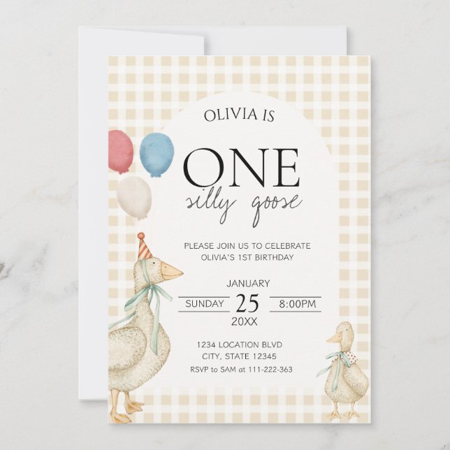 Invitación Cumpleaños de un ganso tonto (Anverso)