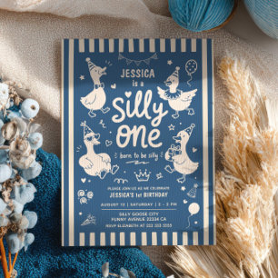 Invitación Cumpleaños de Un Ganso Tonto Azul para Niños