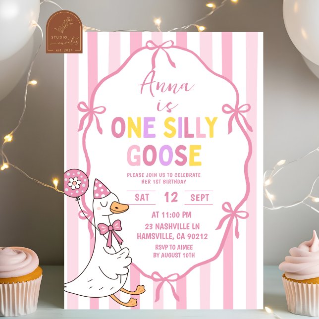 Invitación Cumpleaños de un ganso tonto dibujado a mano con e (Subido por el creador)