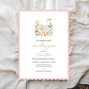 Invitación Cumpleaños de un ganso tonto rosa