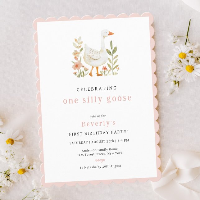 Invitación Cumpleaños de un ganso tonto rosa (Subido por el creador)