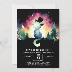 Invitación Cumpleaños de un Gato con Cuta Encantada