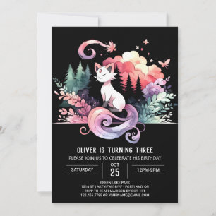 Invitación Cumpleaños de un Gato Digital Impresionante