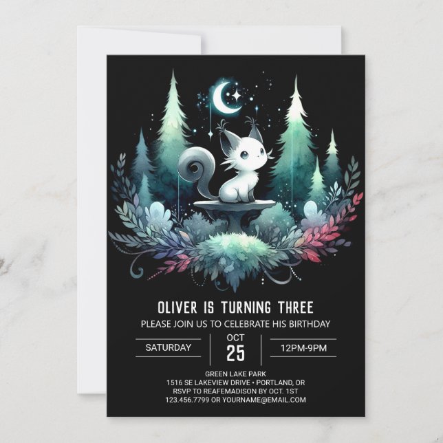 Invitación Cumpleaños de un Gato Infantil (Anverso)