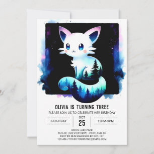 Invitación Cumpleaños de un Gato Majestic personalizado