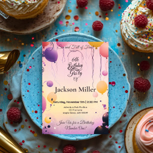 Invitación Cumpleaños de un globo colorido con un capibara ad