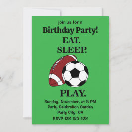 Invitación Cumpleaños de un jugador entrenador de fútbol socc