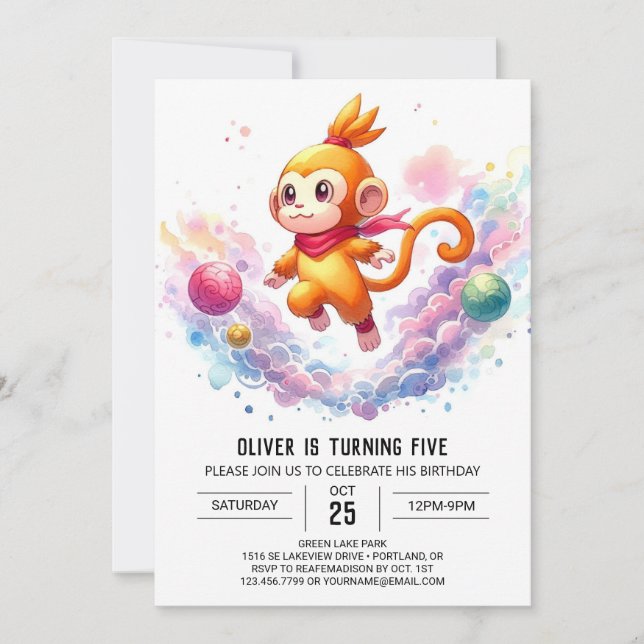 Invitación Cumpleaños de un Mono en Línea Divertido (Anverso)