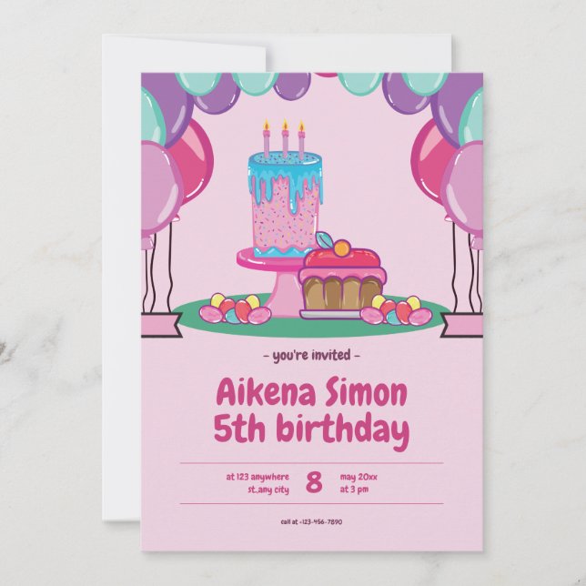 Invitación Cumpleaños de un niño colorido (Anverso)