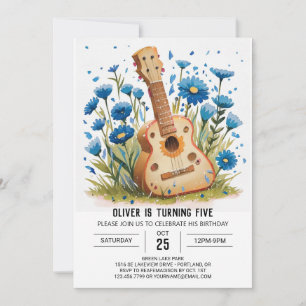 Invitación Cumpleaños de un niño con guitarra impreso