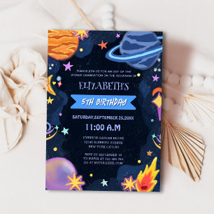 Invitación cumpleaños de un niño con tema de galaxia mágico y