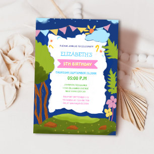 Invitación cumpleaños de un niño con un tema de naturaleza el