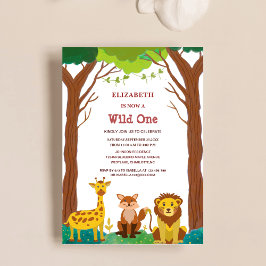 Invitación cumpleaños de un niño de safari en bosque salvaje