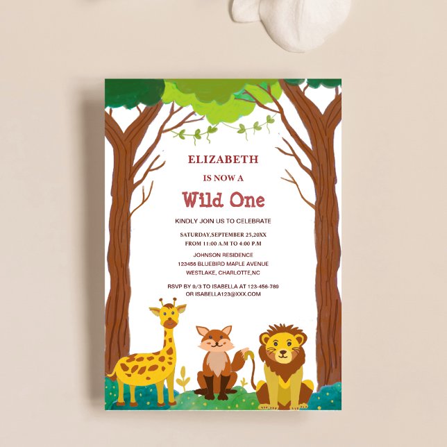 Invitación cumpleaños de un niño de safari en bosque salvaje (Subido por el creador)