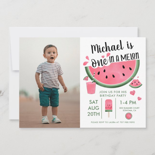 Invitación Cumpleaños de un niño fotográfico de One In A Melo (Anverso)