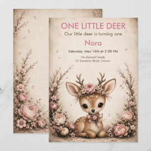 Invitación Cumpleaños de un pequeño ciervo - Animal de cuento