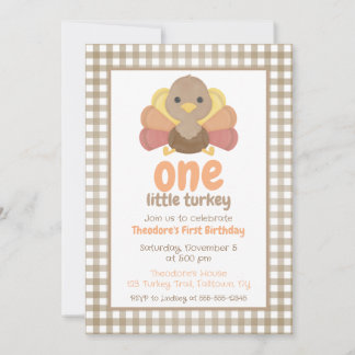 Invitación Cumpleaños de un pequeño pavo (marrón)