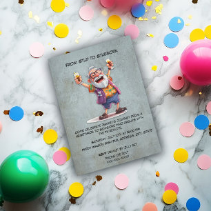 Invitación Cumpleaños De Un Viejo Divertido - Vida Del Fiesta