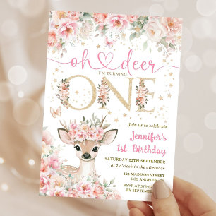 Invitación Cumpleaños de una chica fabulosa con un ciervo Inv
