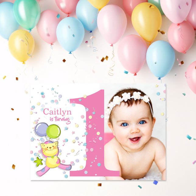 Invitación Cumpleaños de una foto rosada (Subido por el creador)
