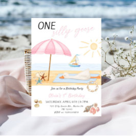 Invitación Cumpleaños de Una Gansa Tonta en la Playa