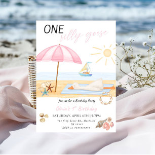 Invitación Cumpleaños de Una Gansa Tonta en la Playa