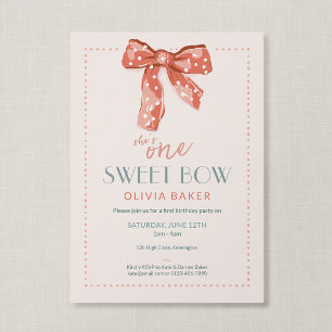 Invitación Cumpleaños de una linda coqueta con un lazo rosa