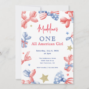 Invitación Cumpleaños de una niña americana el 4 de julio