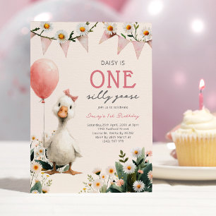 Invitación Cumpleaños de una niña con ganso tonto