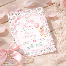 Cumpleaños de una niña con lazo rosa Un ganso tont