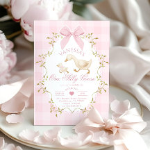 Cumpleaños de una niña con lazo rosa Un ganso tont