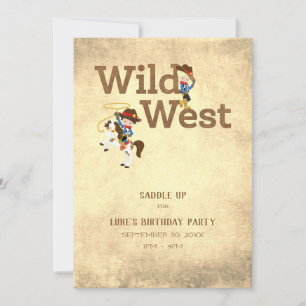 Invitación Cumpleaños de una niña de vaca salvaje de occident