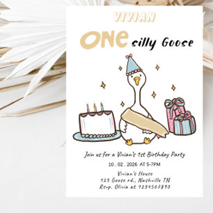 Invitación Cumpleaños de Una Niña Gansa Tonta 1