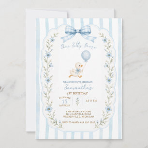 Invitación Cumpleaños de una niña tonta de ganso azul 1er